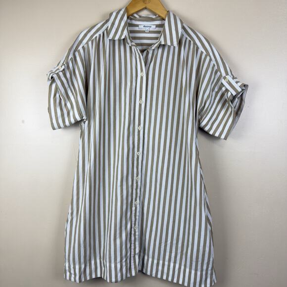 Madewell Women’s Size M Striped Mini Shirtdress Coastal Beach Summer Dress Shirt - Picture 4 of 15